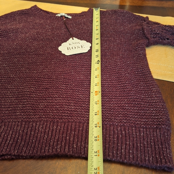 NWT Women's Cable Knit Pullover Sweater Plum Or Burgandy M - Picture 15 of 16
